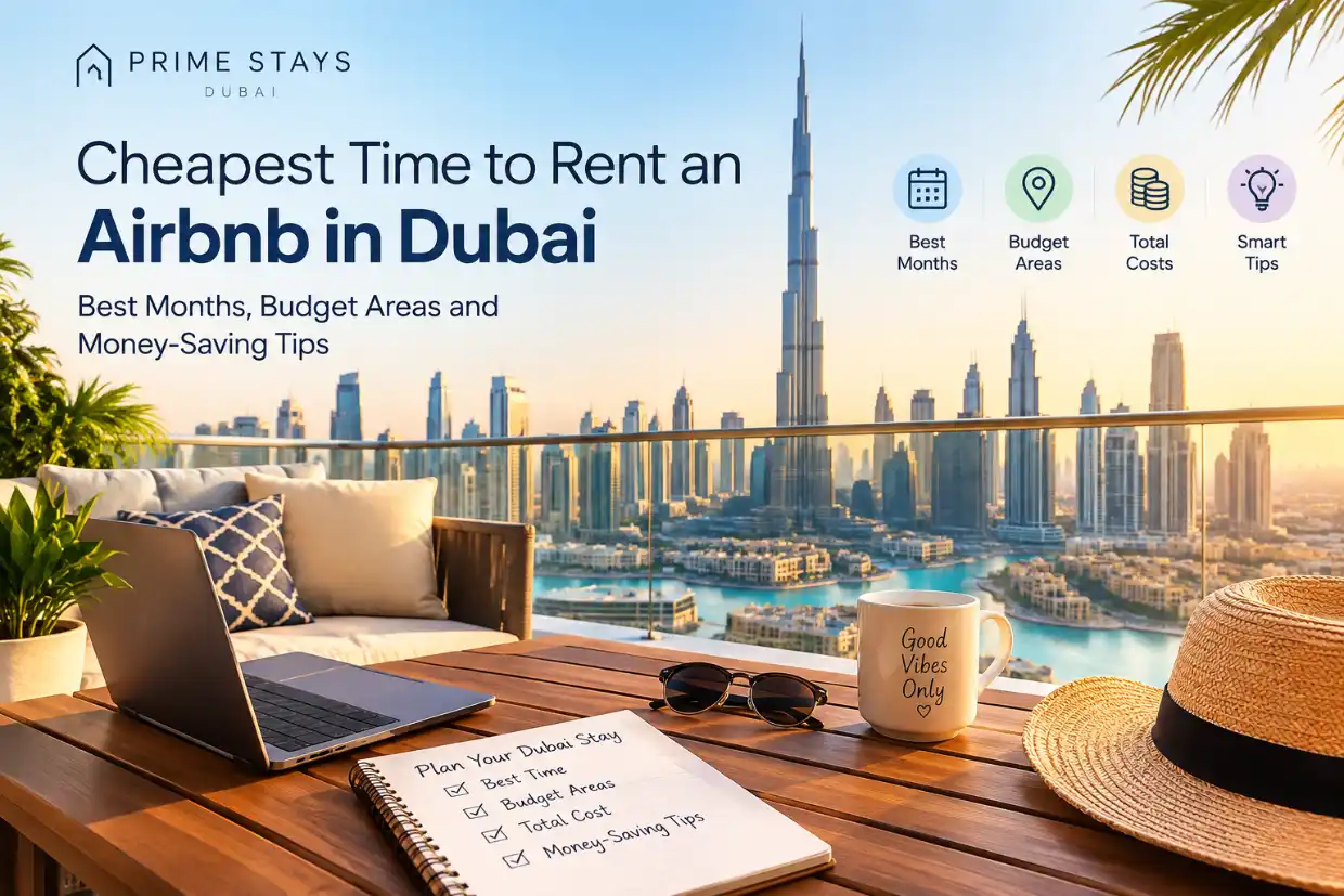 Cheapest time to rent an Airbnb in Dubai with Burj Khalifa skyline